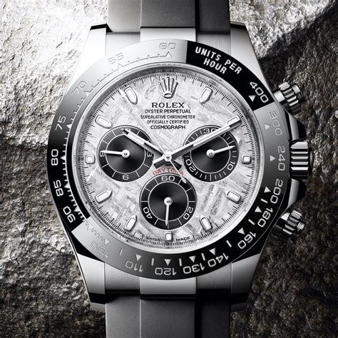 rolex daytona white gold black dial review|rolex daytona meteorite dial.